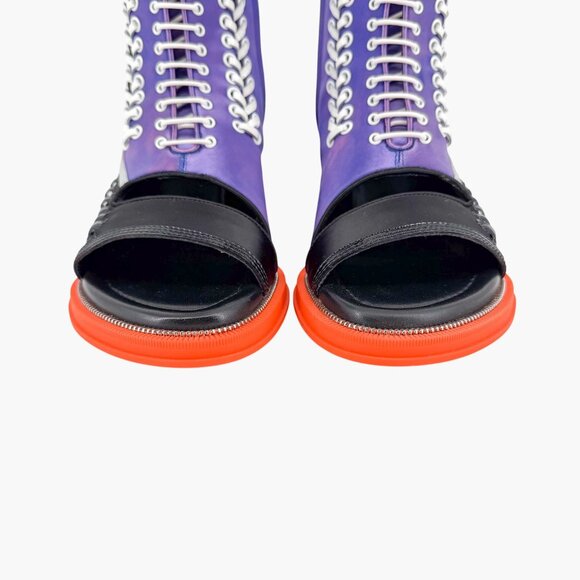 Louis Vuitton Moonlight Lace-Up Boots Size 37.5 US 7.5 Women’s Purple Satin - Picture 6 of 15